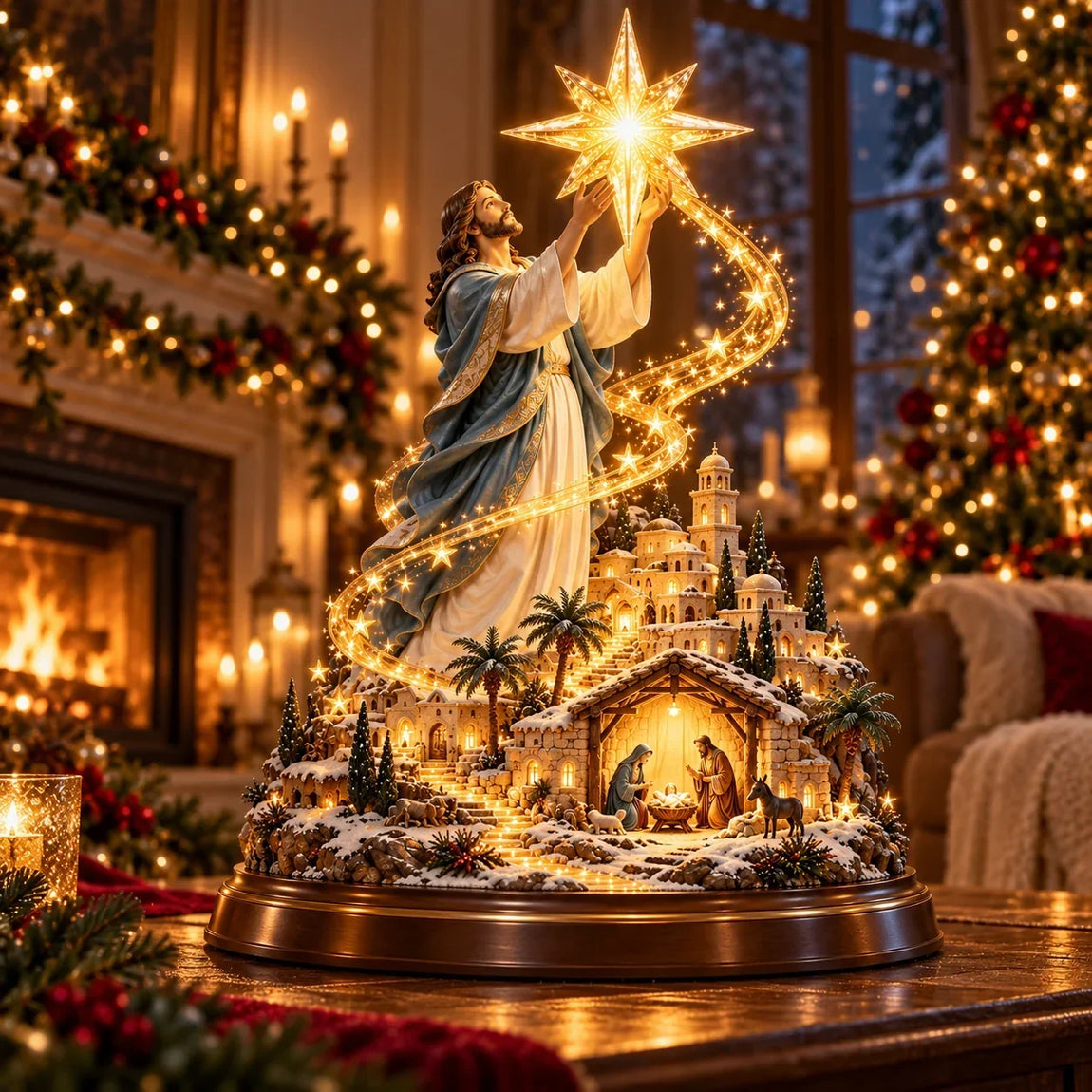 🔥 LAST DAY 50% OFF 🔥 ⭐✨ Bethlehem Star Of Hope™ – Jesus Holding The Guiding Star Illuminated Christmas Nativity Scene
