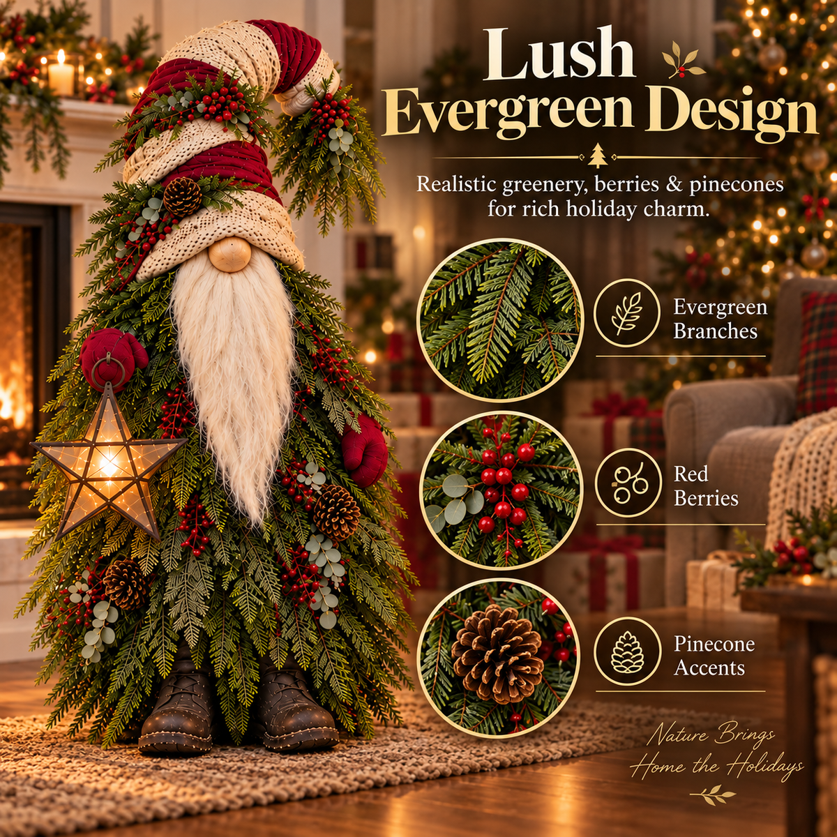 🔥 LAST DAY 30% OFF 🔥Evergreen Star Gnome™ Lighted Christmas Woodland Decor