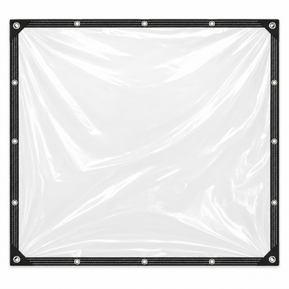 Full clear waterproof tarp on white background