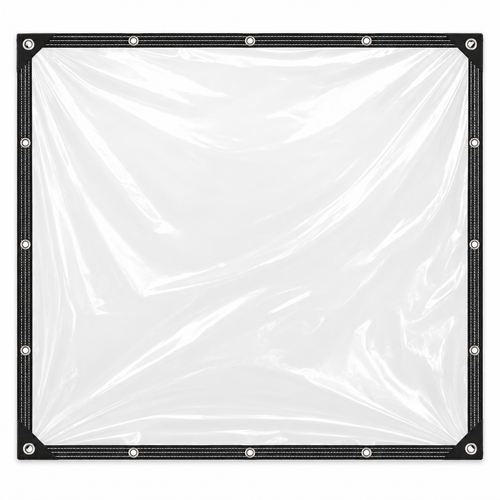 Full clear waterproof tarp on white background
