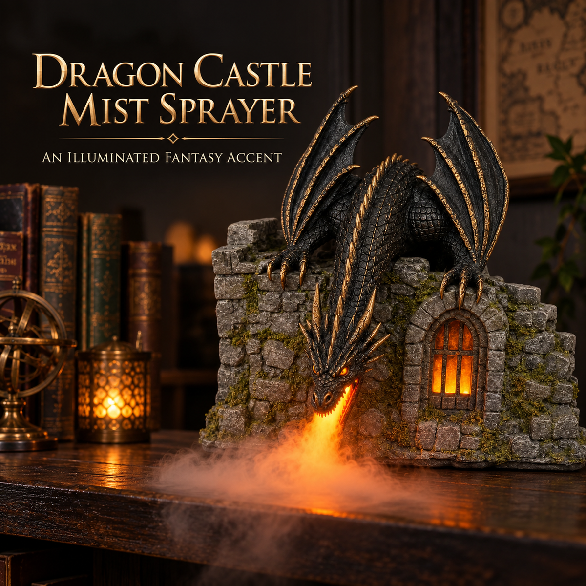 🔥 LAST DAY 50% OFF 🔥🐉 Dragon Castle Mist™ – LED Fire-Breath Dragon Humidifier with Glowing Castle, Mist Effect & Air Purifying Function ✨