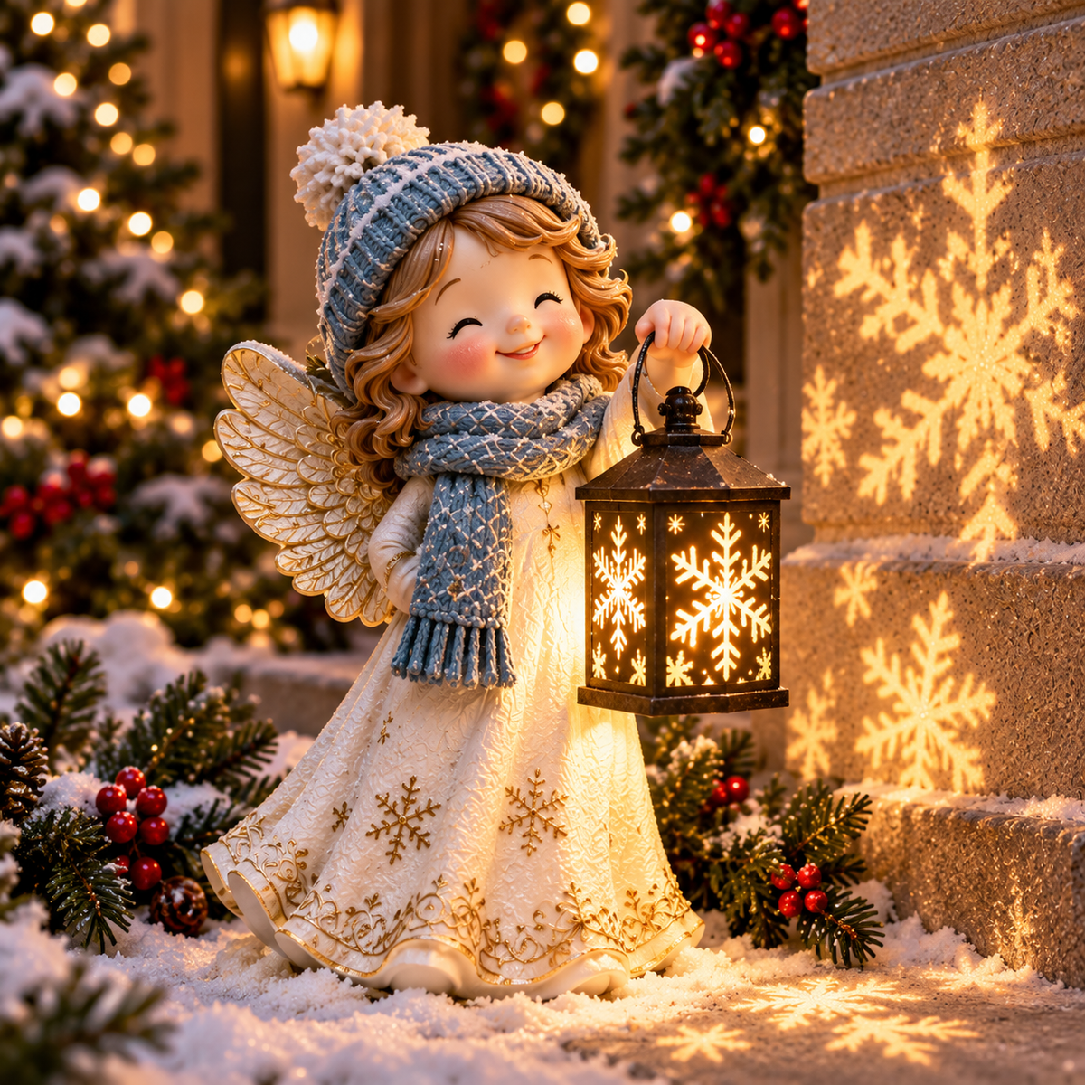 ✨ Solar Christmas Step Light with Holy Family Projection