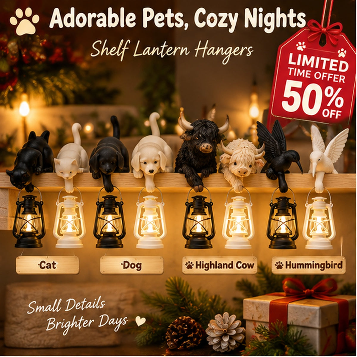🔥 LIMITED-TIME 50% OFF 🐾 Cozy Pet & Animal Shelf Lanterns™ – Cat, Dog, Highland Cow & Hummingbird Light Decor