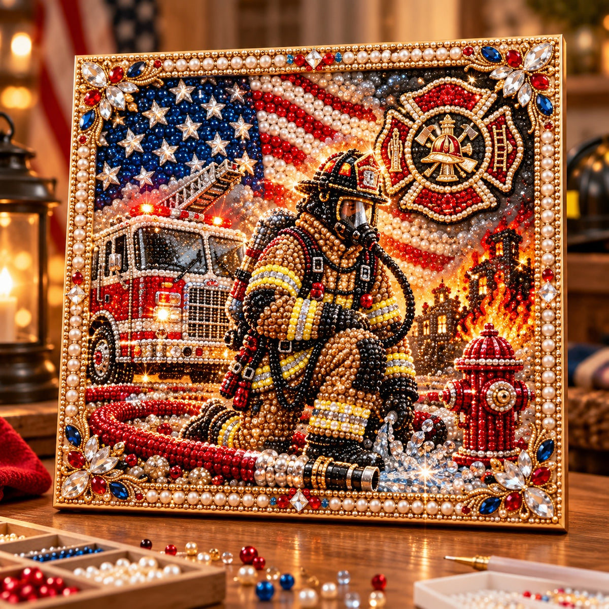 🔥 LIMITED-TIME 50% OFF | Firefighter Heroes Pearl Art Kit™ – DIY Tribute Bead Painting Collection