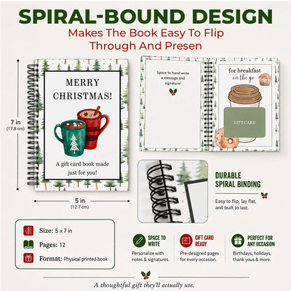 🔥 Last Day 50% OFF 🔥 Christmas Gift Card Book – 12 Gift Card Pages & Personal Message Holder