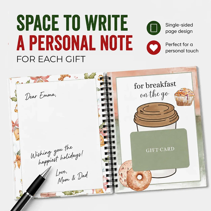 Christmas Gift Card Book with personal handwritten message