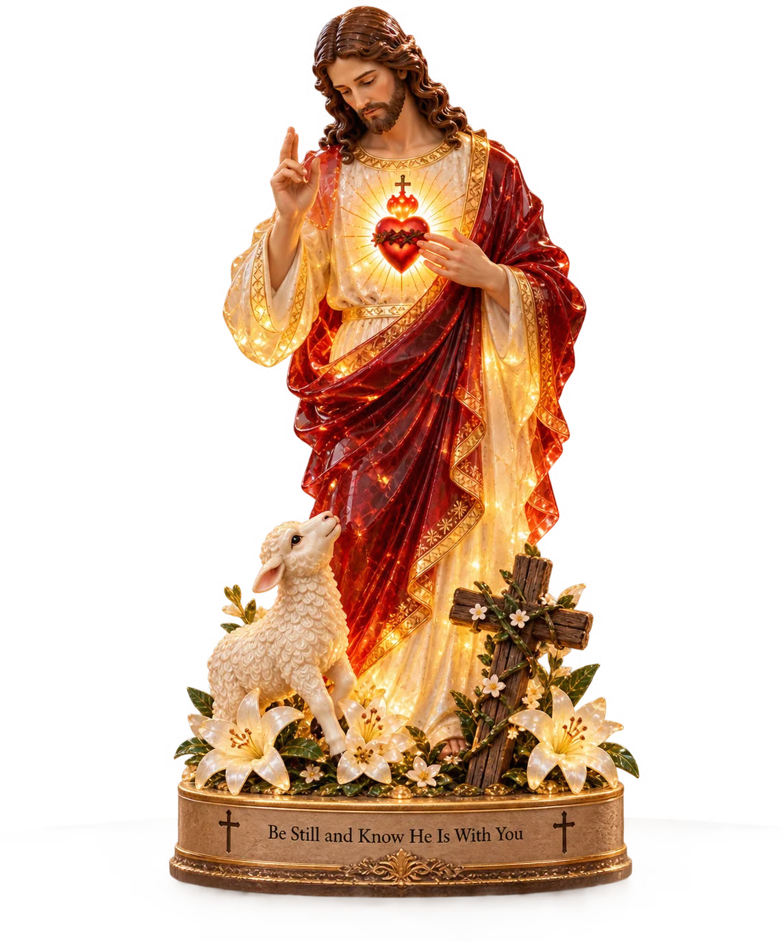 ✝️ The Good Shepherd’s Light™ — Jesus & Lamb Illuminated Faith Sculpture