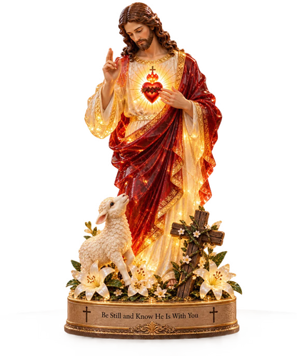 ✝️ The Good Shepherd’s Light™ — Jesus & Lamb Illuminated Faith Sculpture