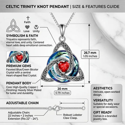 Birthstone Celtic Trinity Knot Necklace – Silver-Plated Crystal Pendant Jewelry