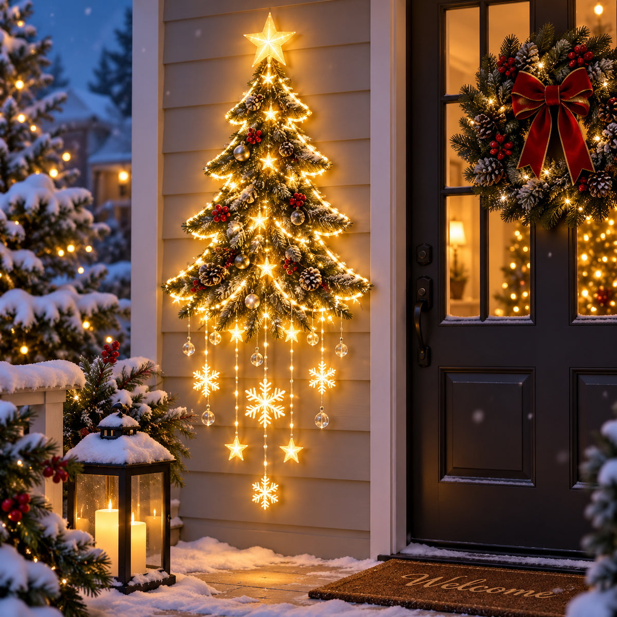 🎄✨ Starlit Christmas Tree Cascade™ – Glowing Starfall Wall Decor