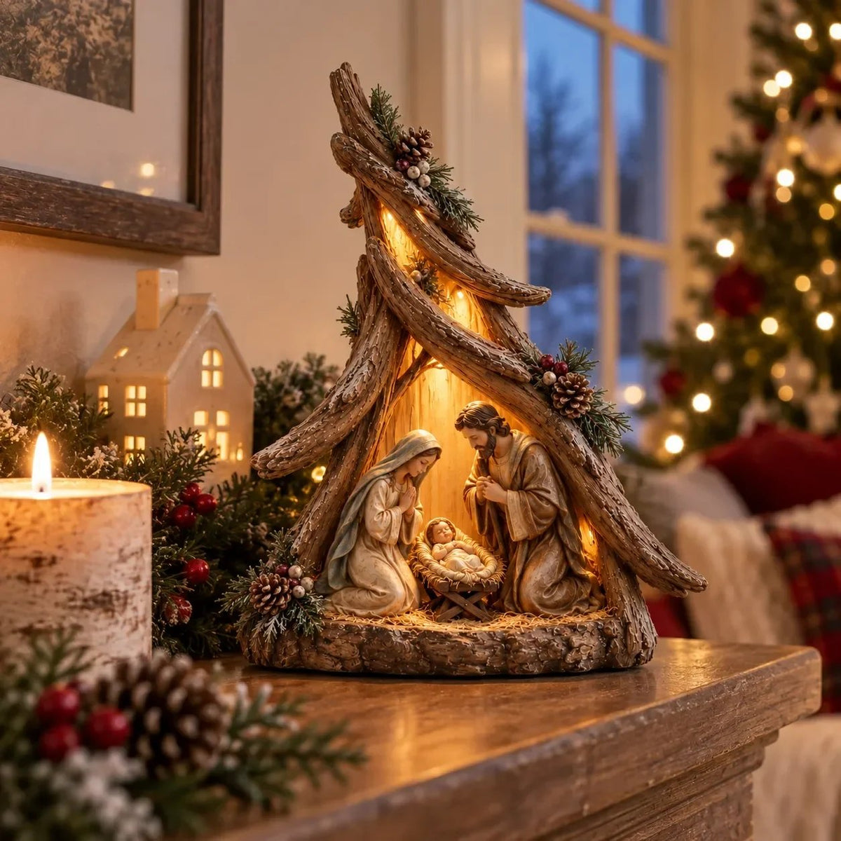 ⏰ LAST DAY 50% OFF - Old-World Lighted Nativity Trees