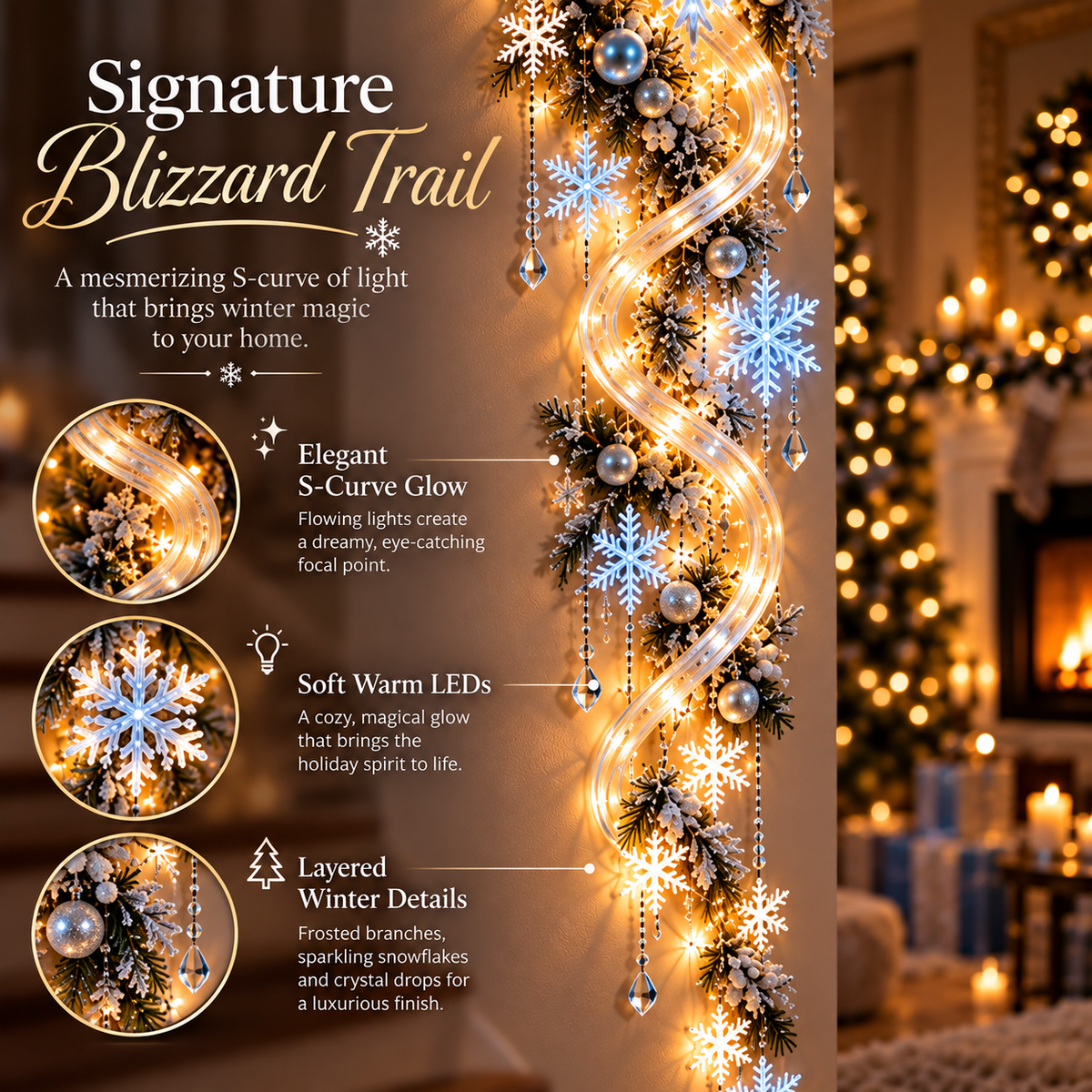 ❄️ Limited-Time Christmas Sale | Giant Snowflake Blizzard Trail™ – Turn Your Home into a Glowing Winter Wonderland 🎄✨