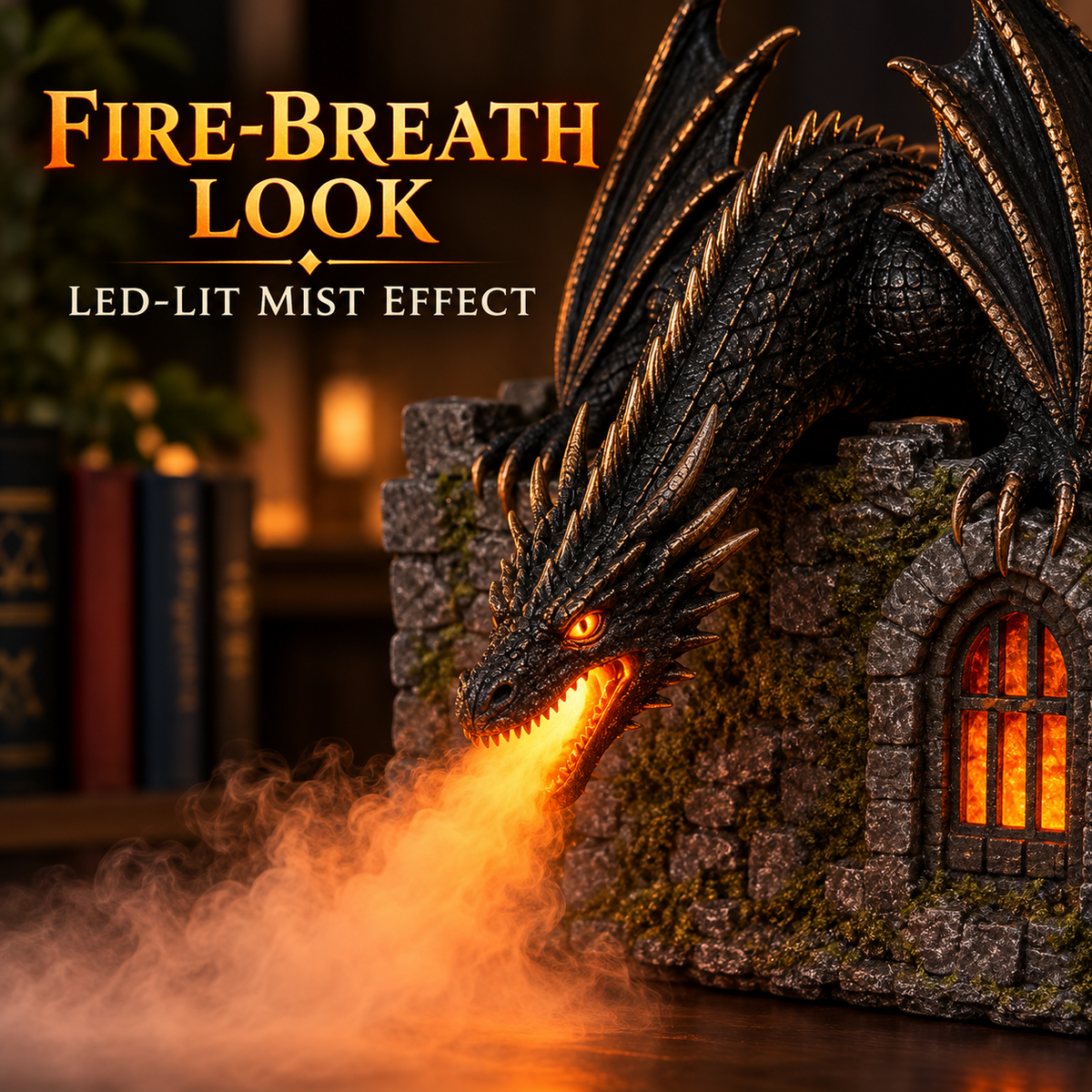 🔥 LAST DAY 50% OFF 🔥🐉 Dragon Castle Mist™ – LED Fire-Breath Dragon Humidifier with Glowing Castle, Mist Effect & Air Purifying Function ✨