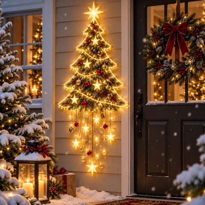 🎄✨ Starlit Christmas Tree Cascade™ – Glowing Starfall Wall Decor
