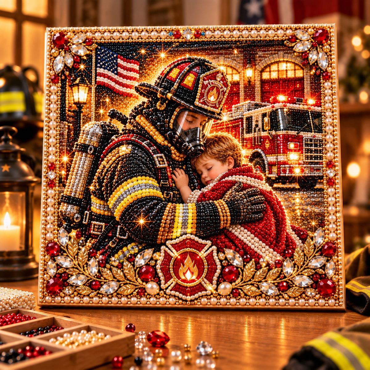 Firefighter DIY pearl art kit