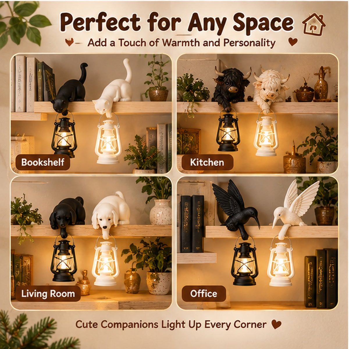 🔥 LIMITED-TIME 50% OFF 🐾 Cozy Pet & Animal Shelf Lanterns™ – Cat, Dog, Highland Cow & Hummingbird Light Decor