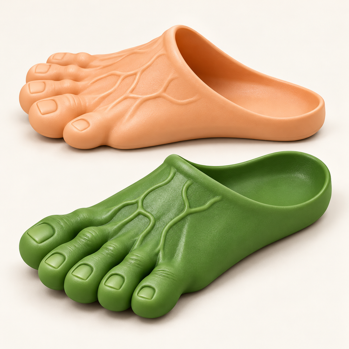 Side profile of realistic giant foot slides