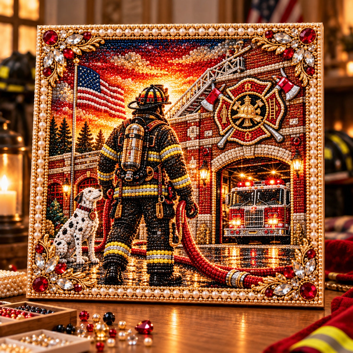 🔥 LIMITED-TIME 50% OFF | Firefighter Heroes Pearl Art Kit™ – DIY Tribute Bead Painting Collection