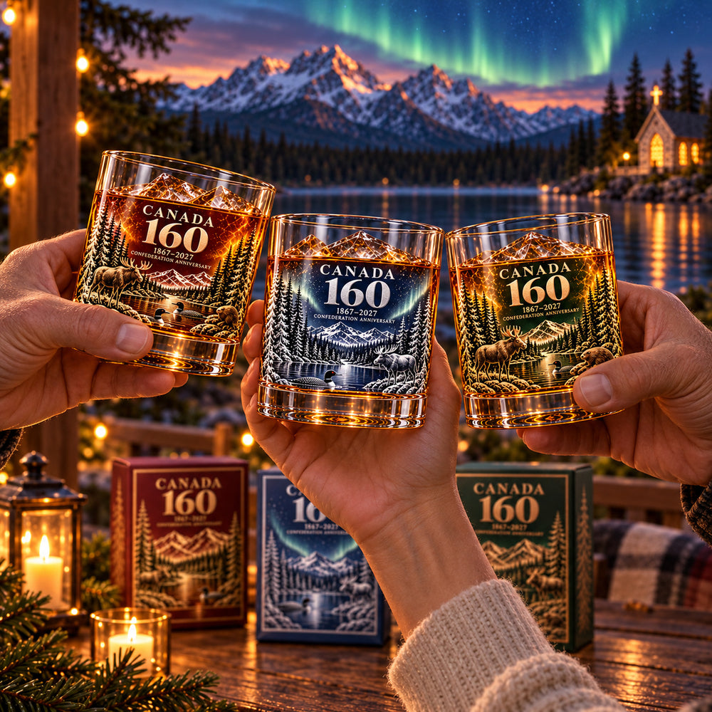 Aurora Silver Canada 160 whisky glass with midnight blue gift box