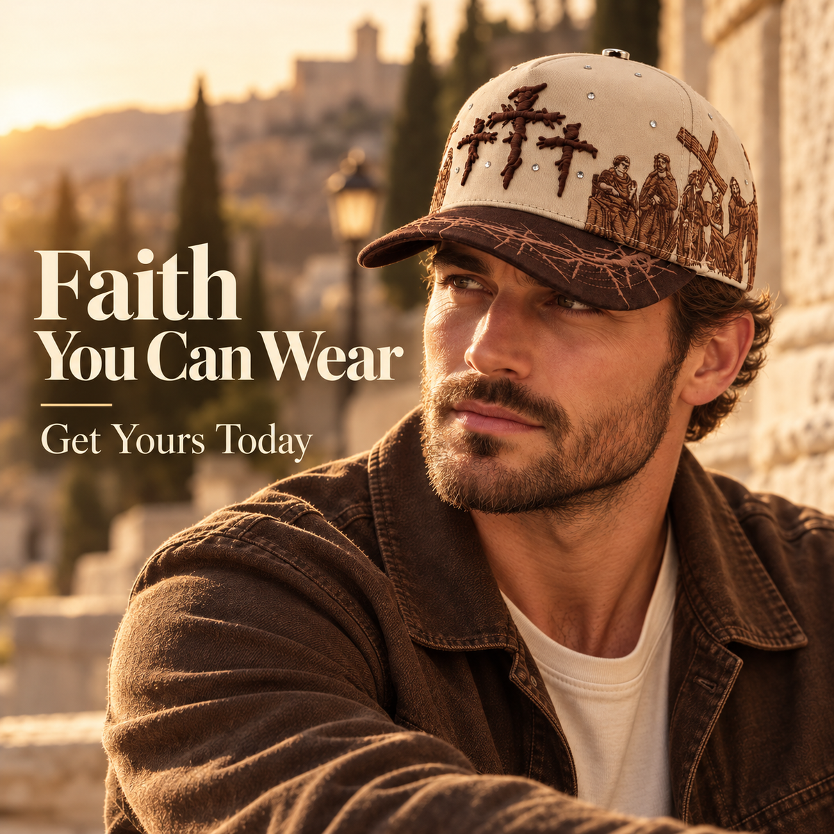✝️ Wear Your Faith – Viacrucis Brown Statement Cap