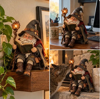 🔥LAST DAY 49% OFF-🧙‍♂️ The Wandering Scholar Gnome – Enchanted Reading Wizard Figurine