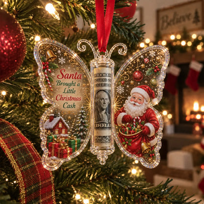 🎄🦋 Christmas Cash Gift Butterfly Ornament – Holiday Money Holder Keepsake 💵✨
