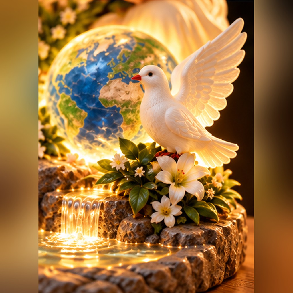 🕊️ A Prayer for World Peace™ – Jesus Lighted Memorial Sculpture | No More War, Only Love & Hope