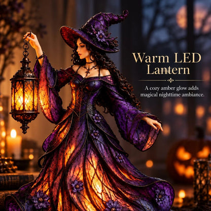 ⏳ Last Day 49% OFF – 🧙 Gothic Witch Lantern Figurine | Warm LED Glow for Shelves, Mantels & Halloween Displays 🎃