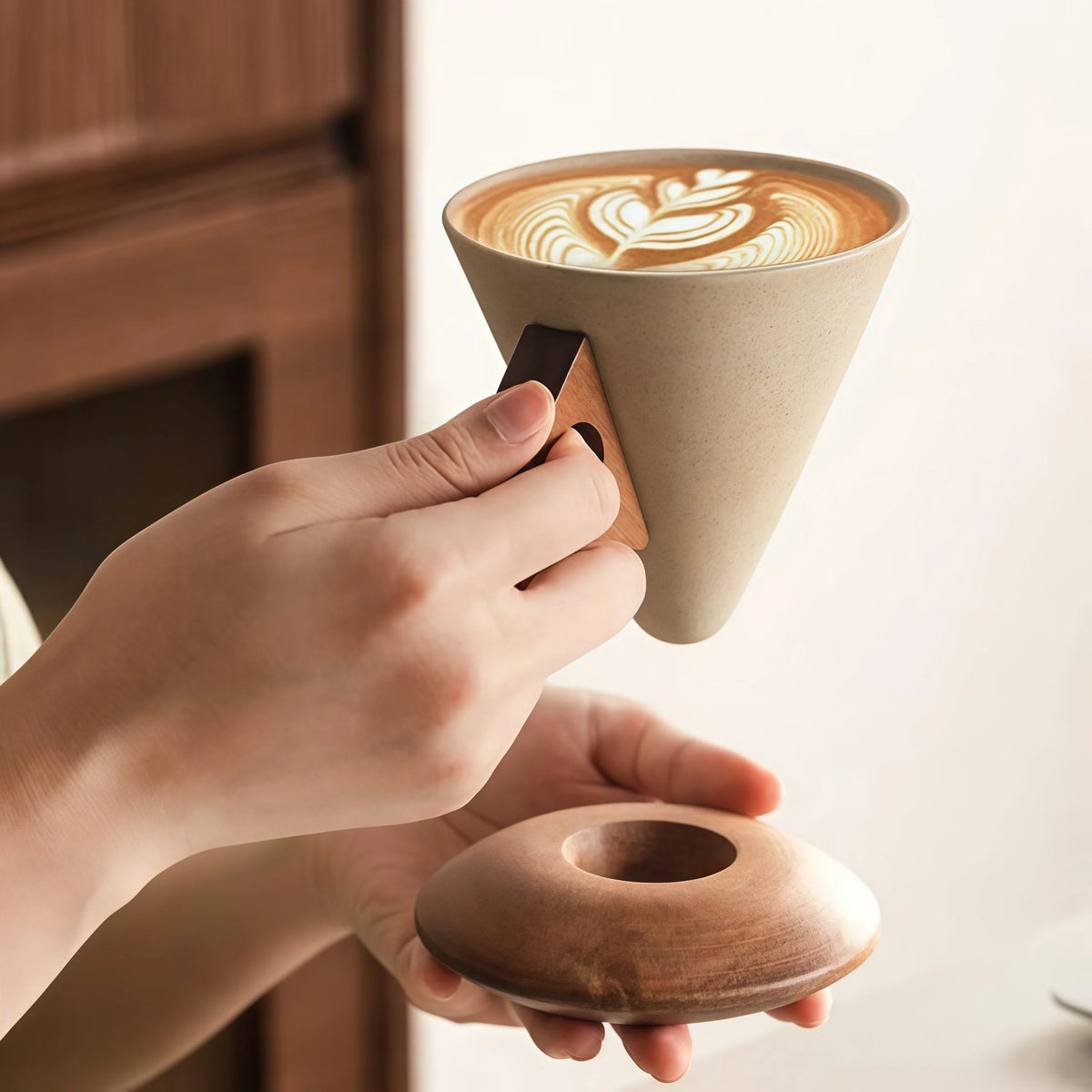 Sculptural ceramic coffee cup design