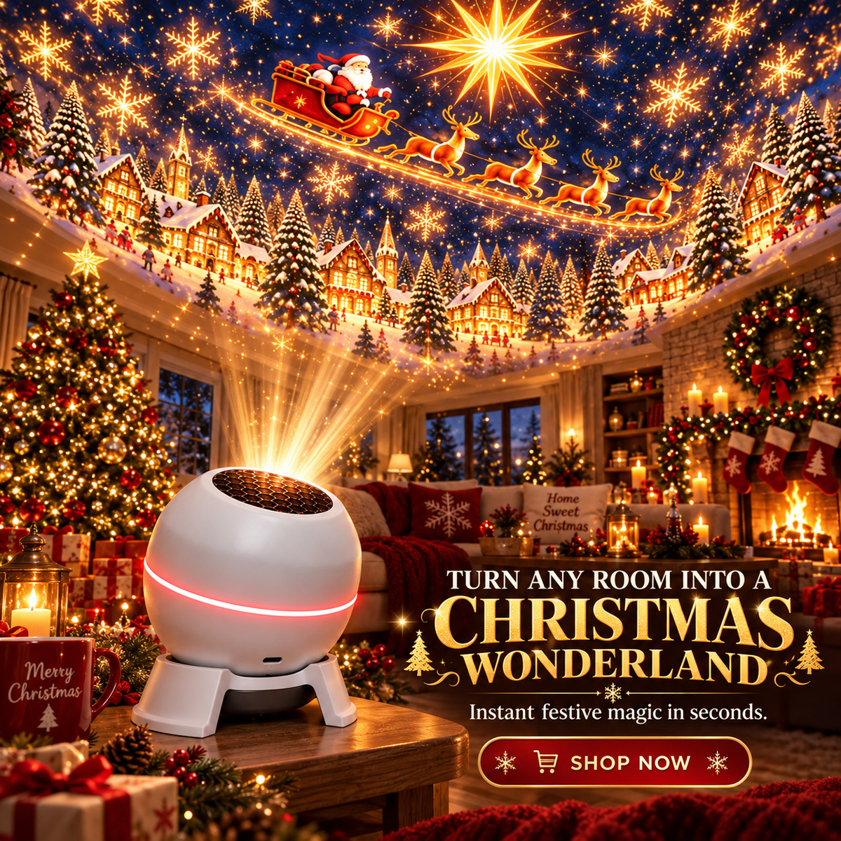 🔥 Turn Any Room Into a Christmas Wonderland – Holiday Projection Night Light