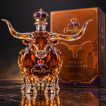 🔥 LAST DAY 50% OFF | Crown Royal Texas Longhorn Collector Decanter™ – Statement Whiskey Bottle for Western Bars, Man Caves & Gifts 🐂