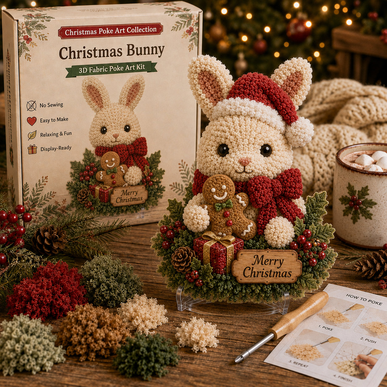 🧵🎅 Christmas Poke Art Collection – DIY 3D Fabric Decor Kit