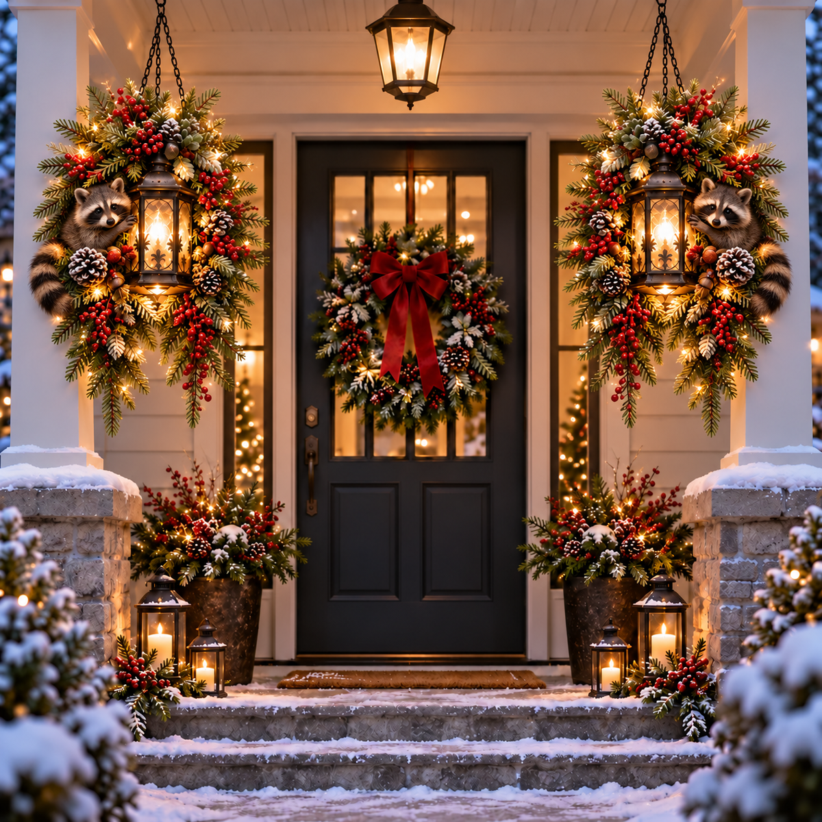 🔥 LAST DAY 50% OFF 🔥|🎄 Christmas Porch Glow™ – Pre-Lit Holiday Lantern & Evergreen Decor | 6 Festive Styles