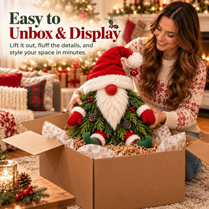 🎅 Sitting Christmas Evergreen Gnome | Woodland Holiday Decor