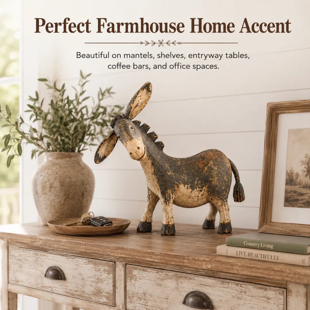 🔥 LIMITED-TIME 50% OFF 🤎 Rustic Donkey Figurine™ – Charming Farmhouse Shelf & Table Decor