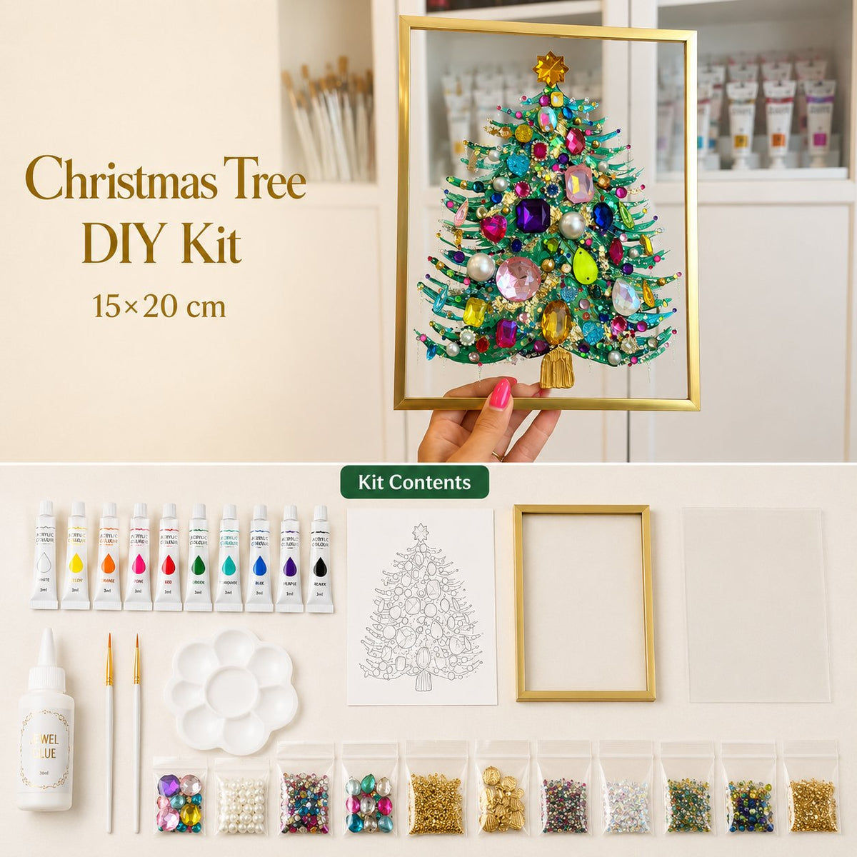 🎄 Beginner-Friendly Jeweled Christmas Tree DIY Kit | Easy to Make, Beautiful to Display 💎✨