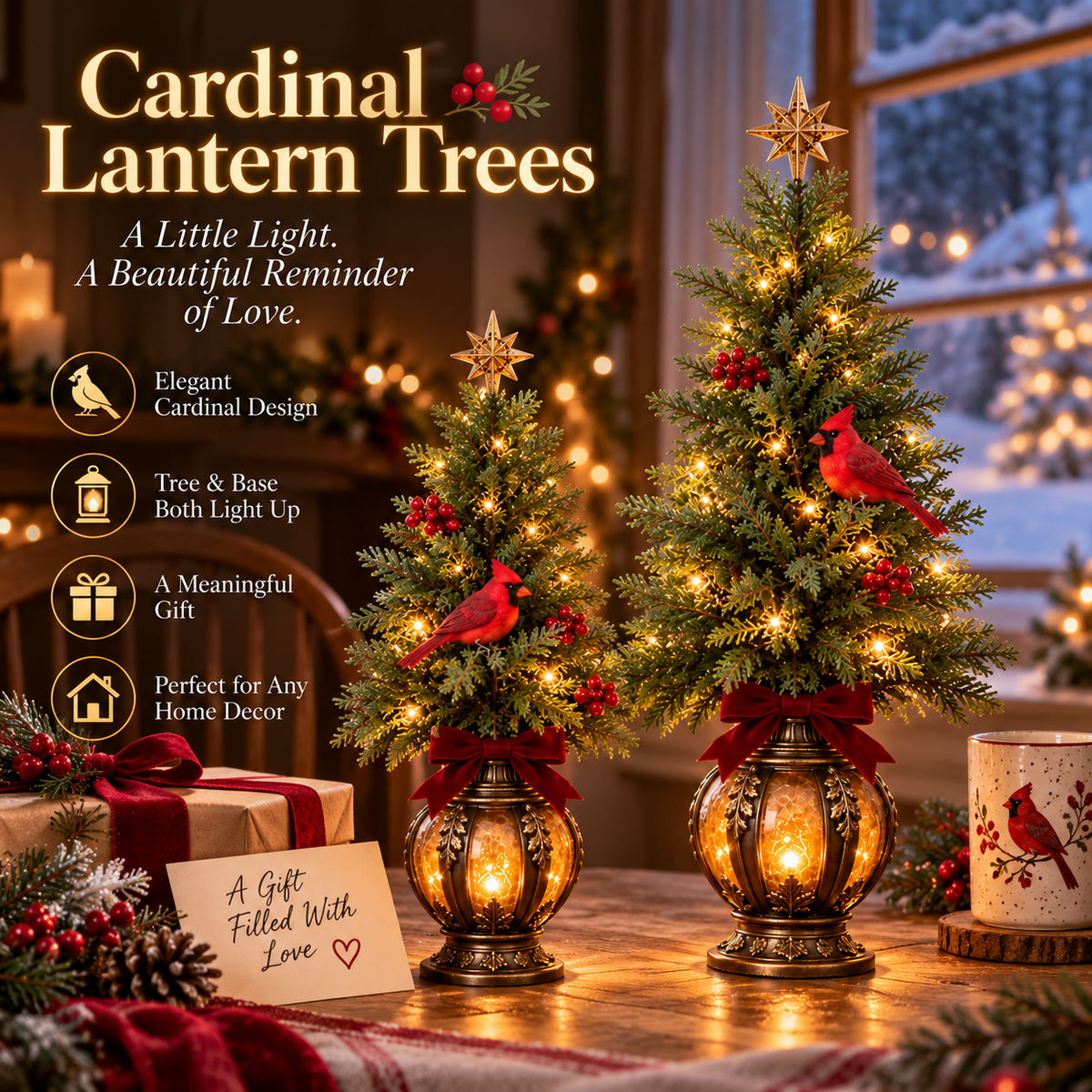 🎄🌙cardinal Lantern Trees