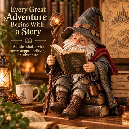 🔥LAST DAY 49% OFF-🧙‍♂️ The Wandering Scholar Gnome – Enchanted Reading Wizard Figurine