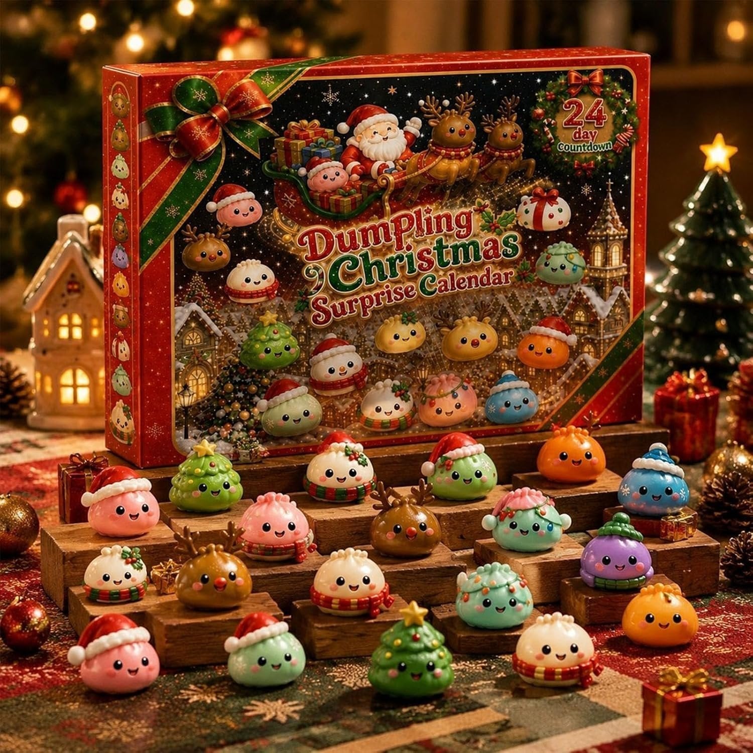 🎄Christmas Dumpling Squishy Advent Calendar🎁 24 Cute Surprise Fidget Toys