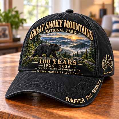 🔥 LIMITED-TIME SALE 🔥 Great Smoky Mountains 100th Anniversary Cap™ – 1926–2026 Black Bear National Park Commemorative Embroidered Hat 🐻🏔️