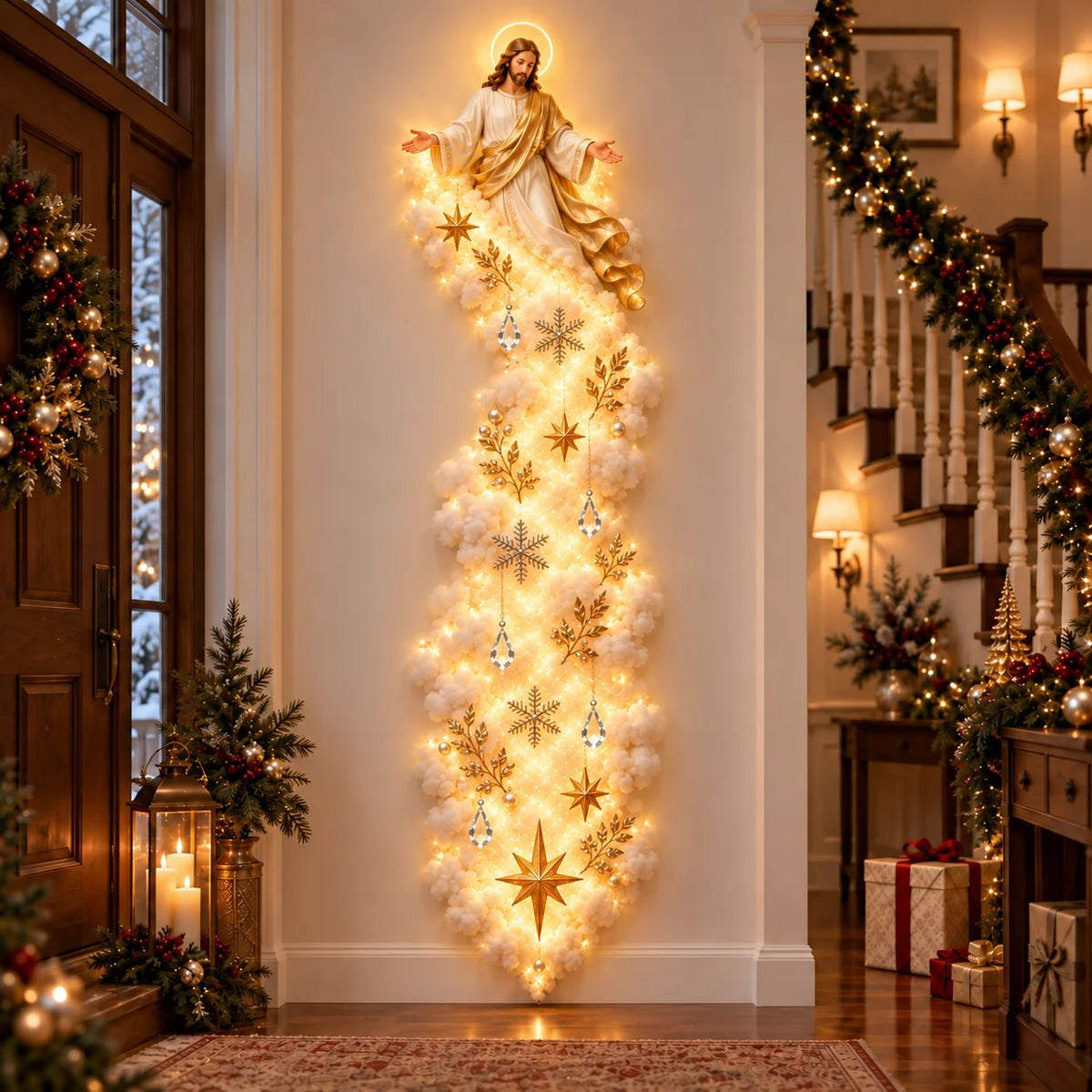 ✨ Christmas Blessing Cloud Trail Wall Light Collection – Jesus, Mary