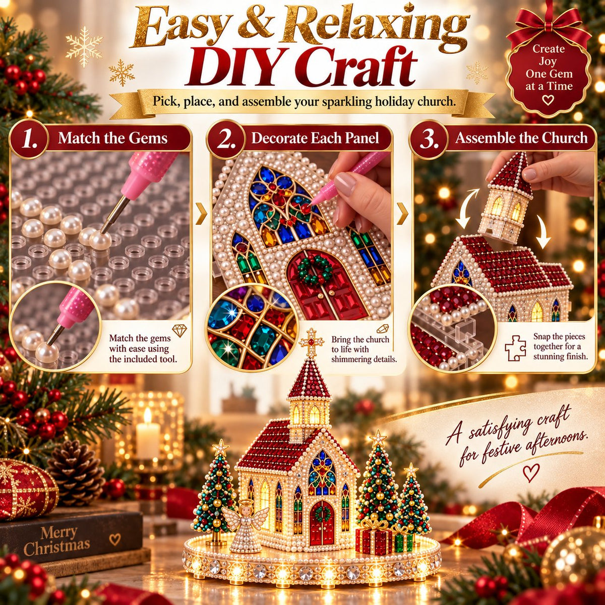 ✨🔥Sparkling Christmas Church DIY Gem Art Kit✨🔥