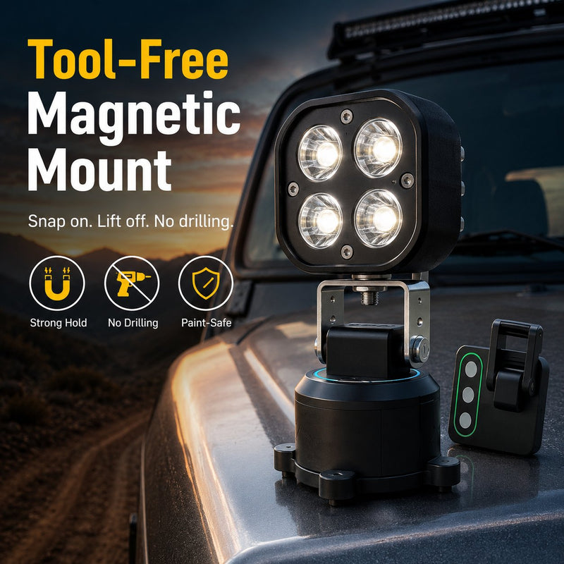 Vehicle illuminated with magnetic LED pod light