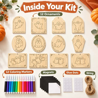 🎨🎄Color Your Own Holiday Ornament Kit — 12 Markers Included