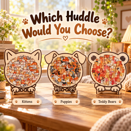 🐱 HuddlePaws™ Wooden Pet Art Puzzle – A Cozy Gift for Animal Lovers