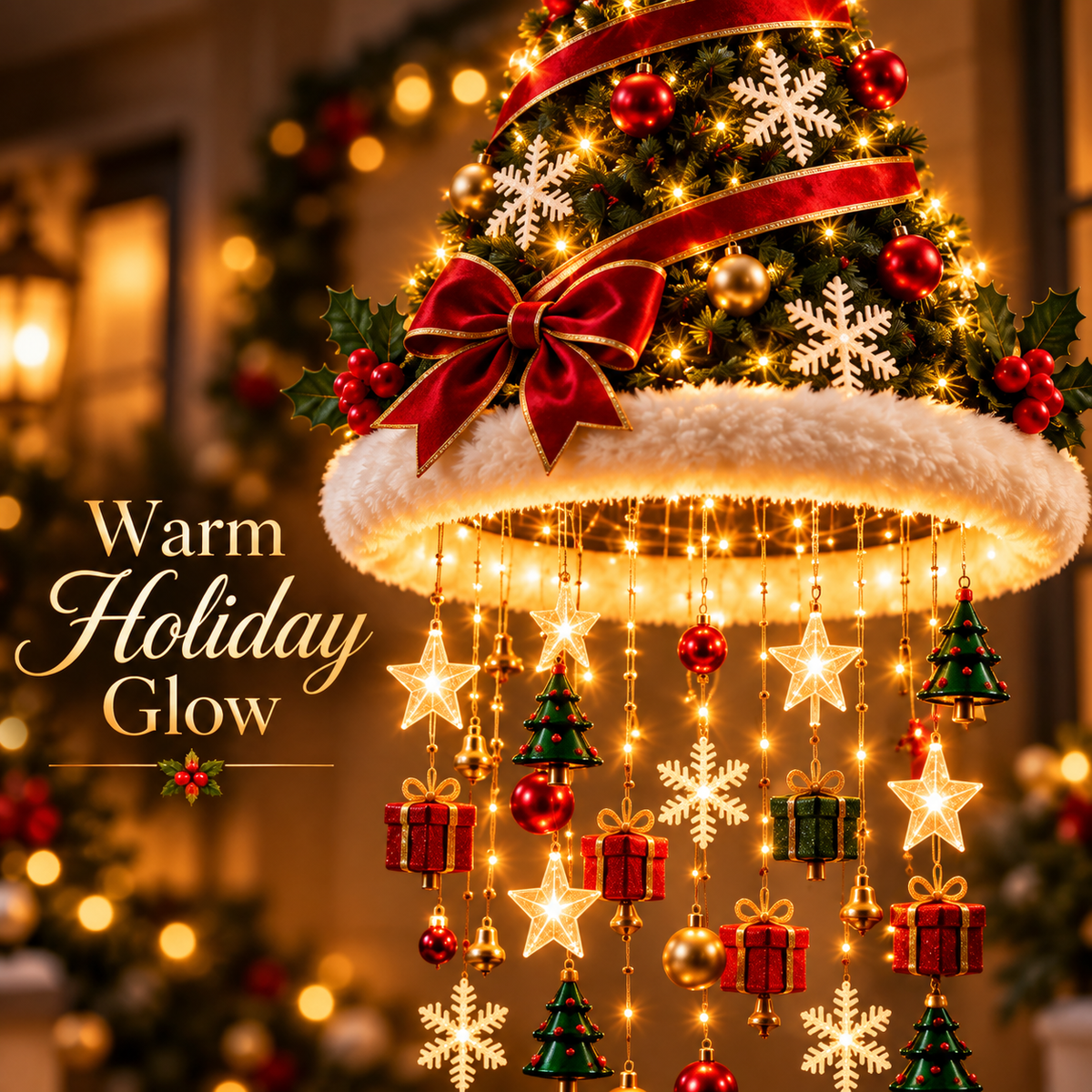 JingleGlow warm Christmas lighting detail