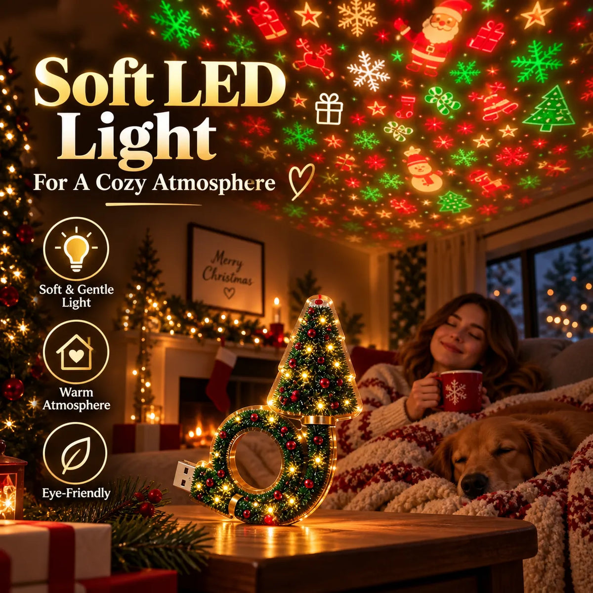 ✨Christmas Ceiling Projector Light – 6 Festive Holiday Scenes in One Magical Lamp