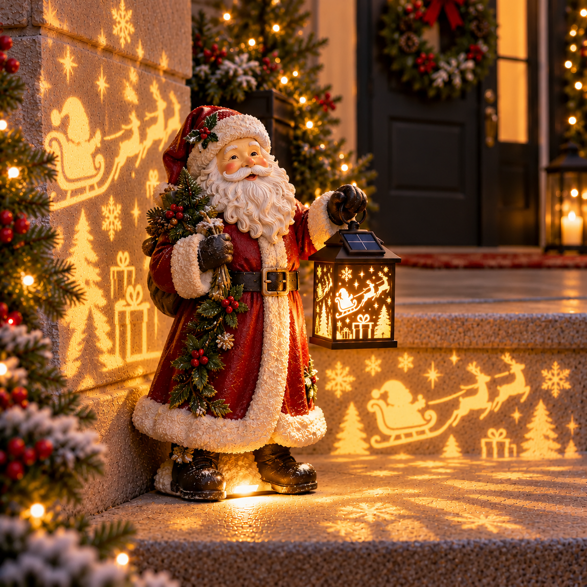✨ Solar Christmas Step Light with Holy Family Projection