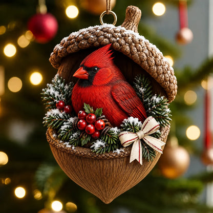 🌲 Handmade 3D Woodland Nut Hideaway Ornament — A Whimsical Christmas Tree Keepsake