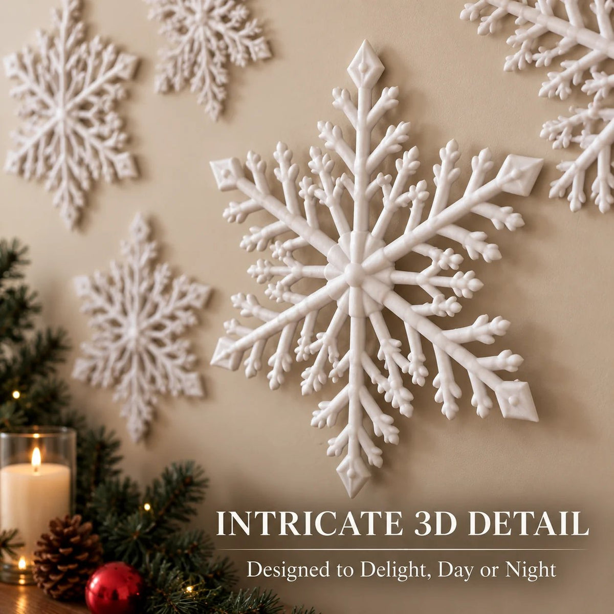 ❄️ LED Snowflake Wall Lights | 3D Christmas Snowflake Décor with Blue & White Glow, Remote Control & Magical Indoor Holiday Atmosphere ✨